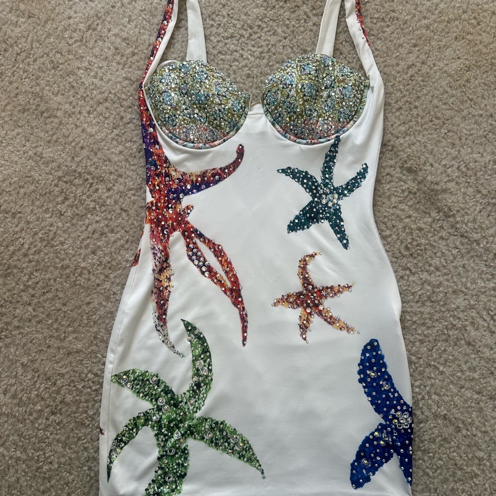 Colorful Starfish Embellished Dress